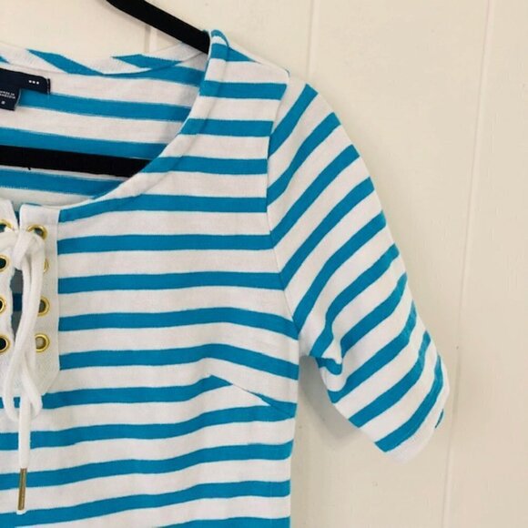 Gap Womens Dress Cotton Striped Mini with Lace-up Front Small - Picture 5 of 8